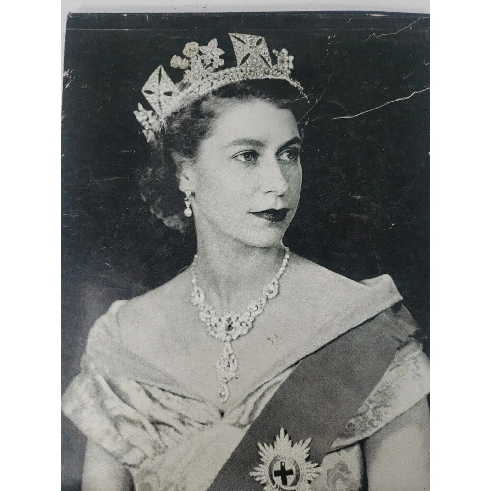 VTG 1950s Tablet Unlined Writing Drawing Paper with Photo of Queen Elizabeth II